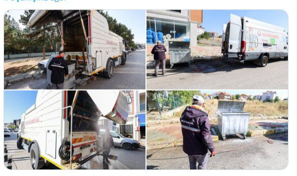Uşak Belediyesi ekipleri şehirdeki tüm çöp konteynerlerini temizledi.