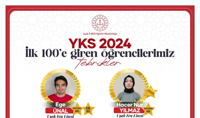 Uşak İl Milli Eğitim Müdürü Halil Yücel'den derece yapan öğrencilere tebrik mesajı