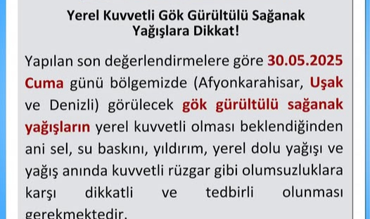 METEOROLOJİ SARI KODLU UYARI VERDİ. UŞAK VALİLİĞİ UYARI YAYINLADI!