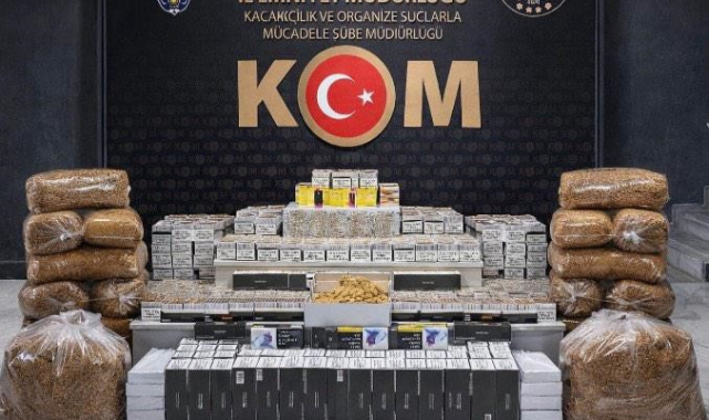 Uşak’ta çok sayıda kaçak makaron ve tütün ele geçirildi