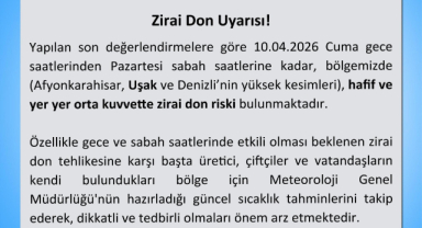Uşak Valiliği’nden Zirai Don Uyarısı