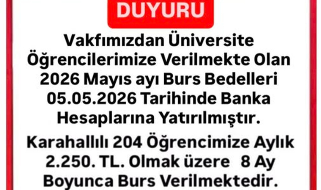 Karahallılar Vakfı’ndan Öğrencilere Mayıs Ayı Burs Desteği