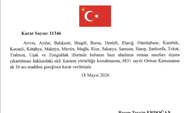 Uşak Dahil 23 İlde Bazı Alanlar Orman Sınırları Dışına Çıkarıldı