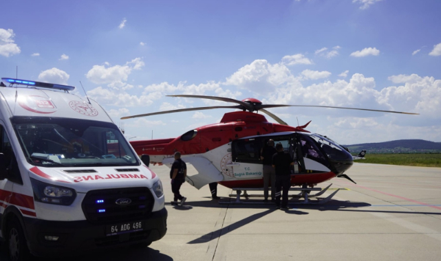 UŞAK’TA HASTA HAVA AMBULANSI İLE İZMİR’E SEVK EDİLDİ