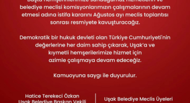 UŞAK BELEDİYESİ’NDE CHP’Lİ BAŞKAN VEKİLİ VE MECLİS ÜYELERİNDEN İSTİFA KARARI