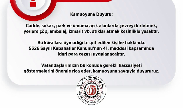 UŞAK’TA YERE ÇÖP ATANLARA CEZA DÖNEMİ BAŞLIYOR