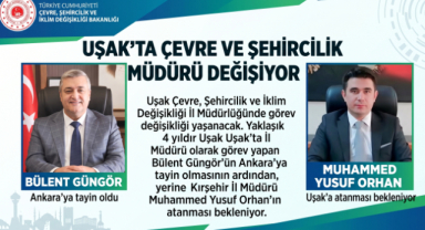 UŞAK ÇEVRE VE ŞEHİRCİLİK İL MÜDÜRLÜĞÜNDE GÖREV DEĞİŞİMİ