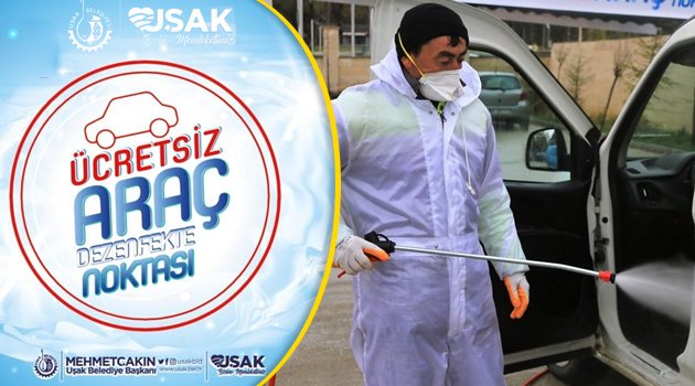 Uşak Belediyesi'nden 'Araç Dezenfekte Noktası'